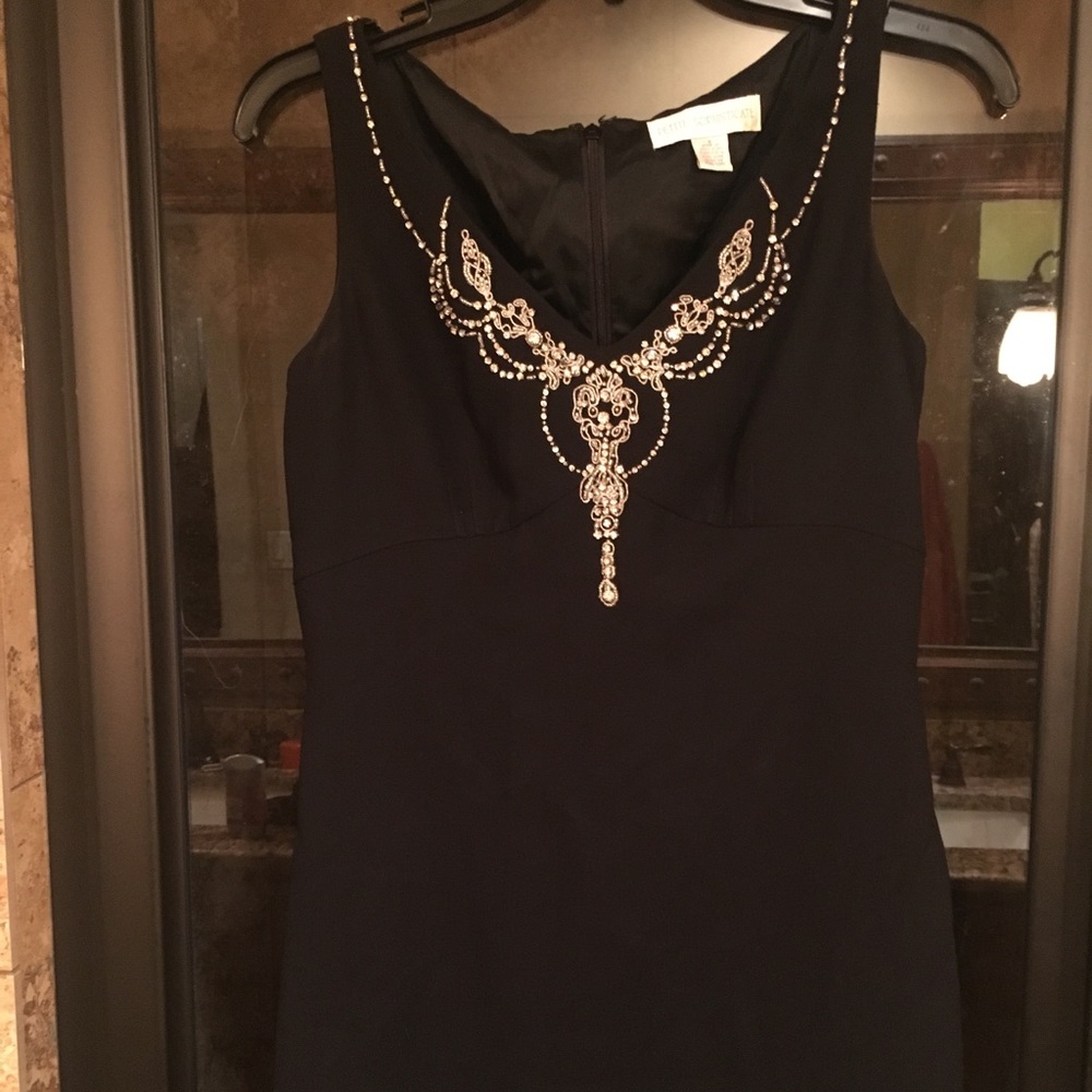 Black dress with crystal and beadwork design